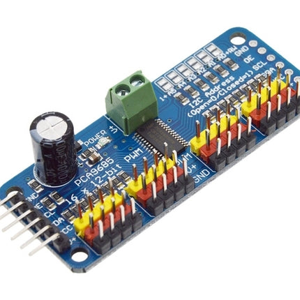 وحدة درايفر PWM/سيرفو PCA9685 ذات 16 قناة و12 بت مع واجهة I2C لأردوينو وراسبيري باي #129