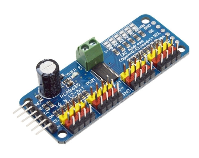 وحدة درايفر PWM/سيرفو PCA9685 ذات 16 قناة و12 بت مع واجهة I2C لأردوينو وراسبيري باي #129