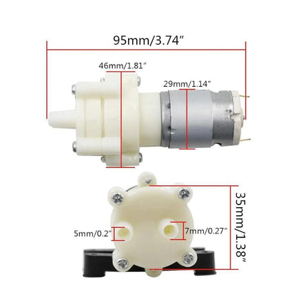 مینی پەمپی ئاوی DCی R385 6V–12V پەمپی دیافراگمی خۆبەخۆ #A7