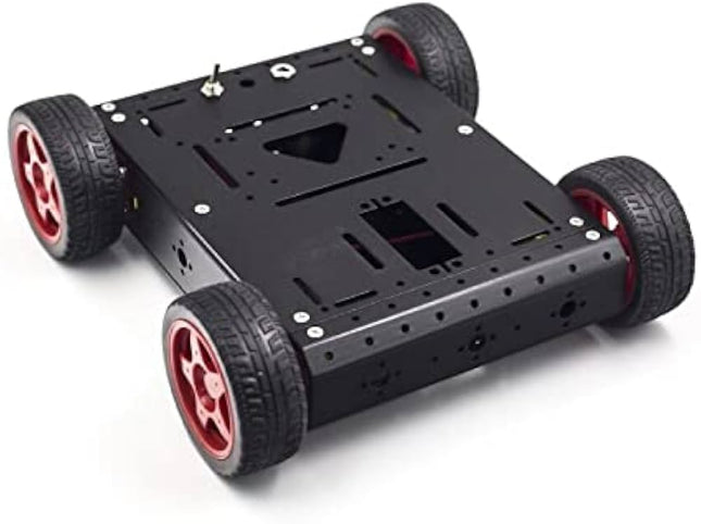 هيكل سيارة روبوت دبابة 4WD معدنية ذكية - منصة مجنزرة شديدة التحمل (أسود)#148