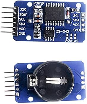 DS3231 AT24C32 مۆدیولی I2C RTCی وردبینی بەرز - کاتژمێری ڕاستی و بۆردی EEPROM (لەگەڵ پاتری CR2032) #183