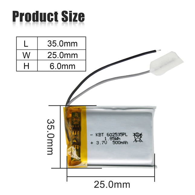 Li-Po Battery 3.7V 500mAh 602535 #E3