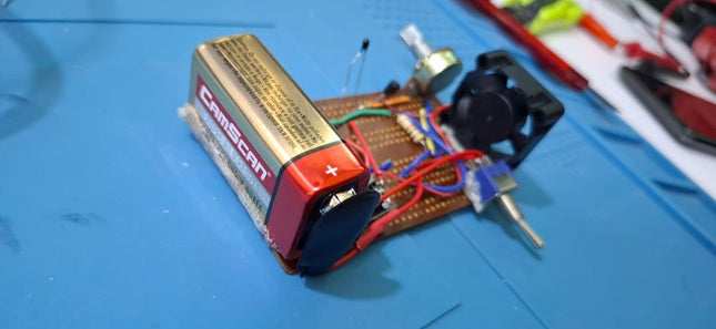 Automatic fan control project using an NTC thermal sensor and a BC547 transistor