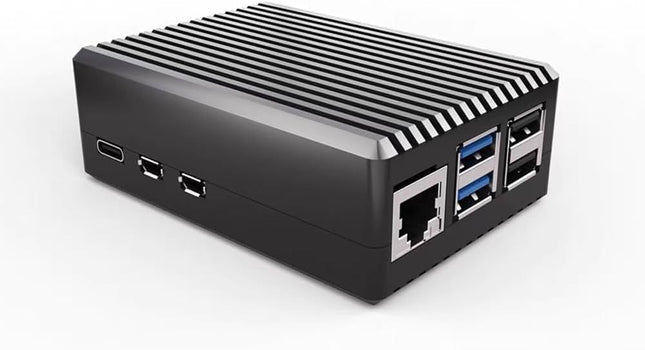 علبة معدنية مخططة من الألومنيوم لجهاز Raspberry Pi 5