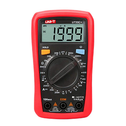 UNI-T UT33C+ مولتیمیته‌ری دیجیتاڵی قەبارە کفپێ، تاقیکەرەوەی AC/DCـی دەستی و ئامێری پێوانەکردنی تەزوو لەگەڵ پشکنەری پلەی گەرمی #C7