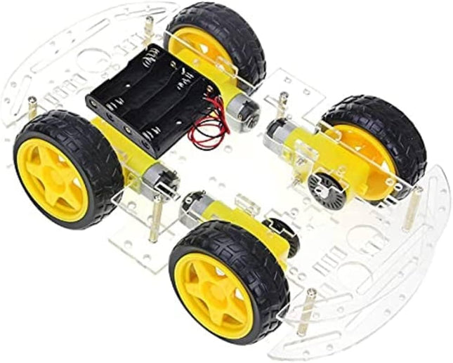طقم هيكل سيارة روبوت ذكي ثنائي الطبقات 4WD مع 4 محركات تروس وعجلات #A7