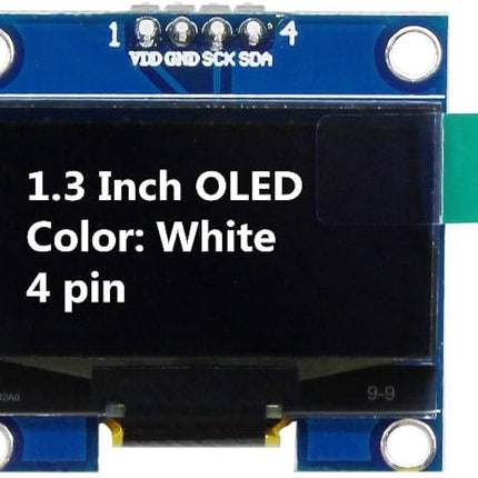 وحدة عرض OLED مقاس 1.3 بوصة SH1106 128×64 I2C/IIC بيضاء 4-سنون #A5