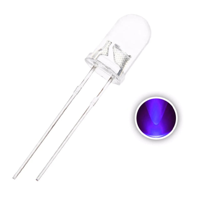 LED 5mm UV بنفسجي شفاف قصير الأرجل #211
