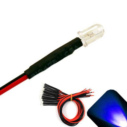 LED 5mm Super Bright [Color] Indicator Light with 20cm Cable (12-18V DC) #224