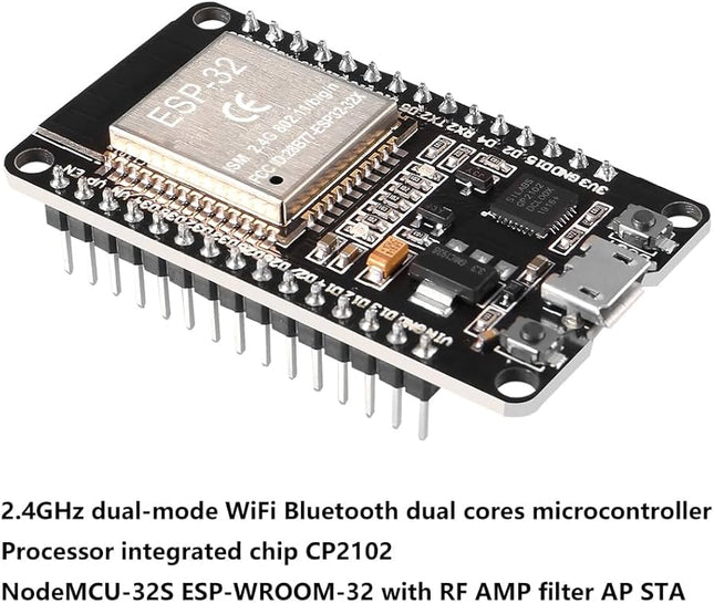 لوحة تطوير ESP-32S WROOM بتقنية الواي فاي والبلوتوث CP2102 (30-طرف، Micro USB) #B2