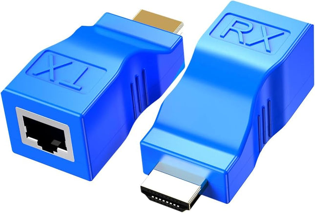 موسع HDMI إلى RJ45 عبر كابل Cat5e/Cat6 حتى 30 متر (أزرق) #A2
