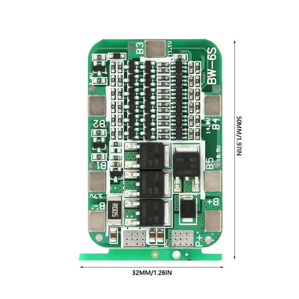6S 15A Li-ion پاتری لیسێۆم 18650 بڕدێکی پاراستنی PCB BMS #99