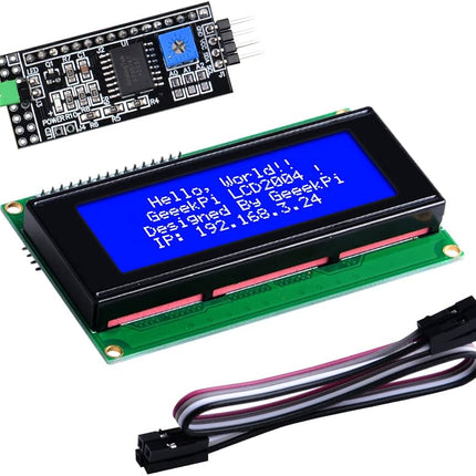 LCD 2004 20x4 I2C/IIC مۆدیۆلی پیشاندانی پیت بە ڕووناکیی پاشبنەمای شین #A4