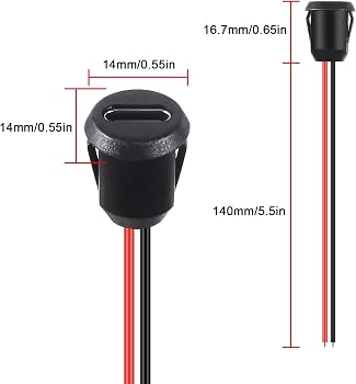 TYPE C 2P Female Panel Mount Waterproof Connector Threaded Locking Black #191