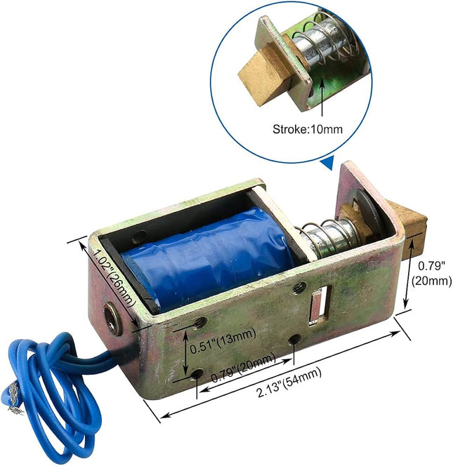 JF-S0837DL DC 12V 1A قفل كهرومغناطيسي بملف لولبي بإطار مفتوح (بمدى حركة 10 مم / قوة 15 نيوتن) #128