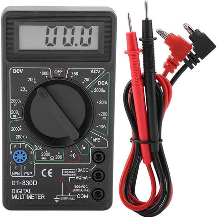 جهاز قياس متعدد رقمي DT830D مع بطارية - جهاز قياس إلكتروني احترافي (متوفر باللونين الأسود/الأصفر) #C4.4