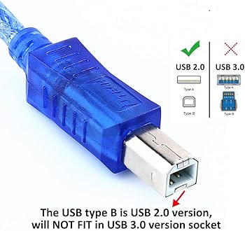كابل طابعة USB 2.0 A إلى B ذكر بطول 0.3 متر (أزرق) #B5