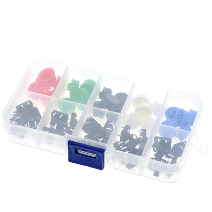 Tactile Push Button Switch Kit with Multi-Color Caps & Component Storage Box #D4