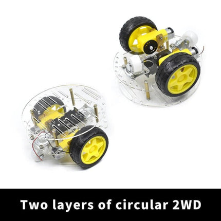 2WD Mini Round Double-Deck Smart Robot Car Chassis DIY Kit #A7
