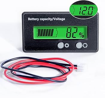 مؤشر سعة البطارية الرقمي المقاوم للماء - مقياس LCD أخضر لبطاريات الليثيوم والرصاص الحمضية #175