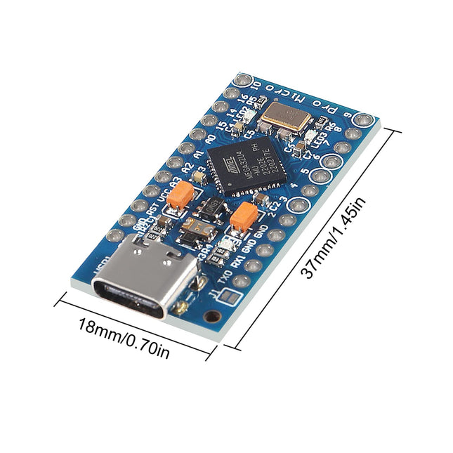 لوحة تطوير اردوينو برو مايكرو ATmega32U4-MU بمنفذ USB-C 5 فولت/16 ميجاهرتز (رؤوس غير ملحومة) #B2