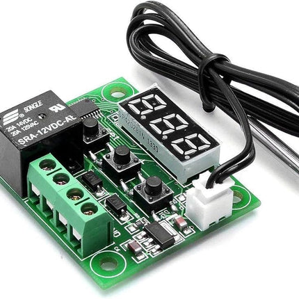 W1209 DC 12V سویچی کۆنترۆڵی پلەی گەرمی دیجیتاڵی تێرمۆستات - لەگەڵ هەستەوەری NTC بە درێژایی 50سم (LED سوور)#162