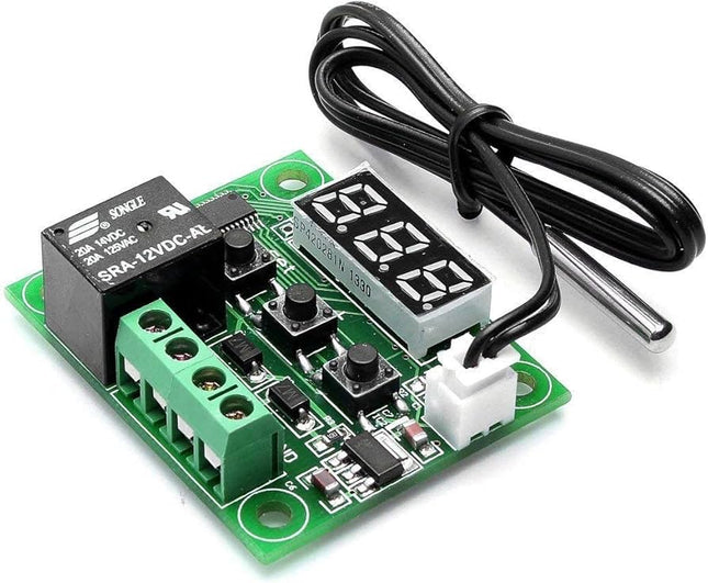 W1209 DC 12V سویچی کۆنترۆڵی پلەی گەرمی دیجیتاڵی تێرمۆستات - لەگەڵ هەستەوەری NTC بە درێژایی 50سم (LED سوور)#162