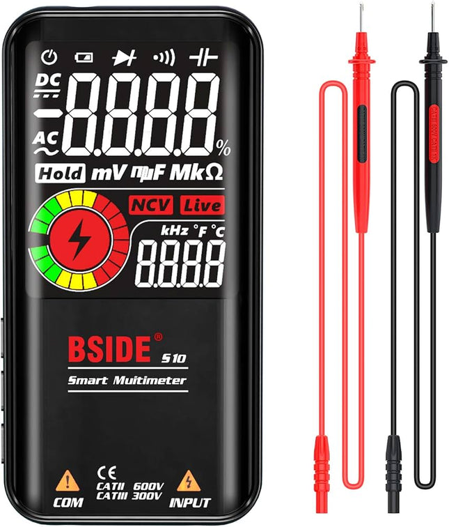 جهاز قياس متعدد رقمي ذكي BSIDE S10 - شاشة ملونة EBTN مقاس 3.5 بوصة، جهاز اختبار ذكي للتيار المتردد/المستمر مع بطارية #C7