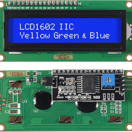 وحدة شاشة عرض حروف LCD1602 16x2 I2C/IIC مع إضاءة خلفية زرقاء #A5