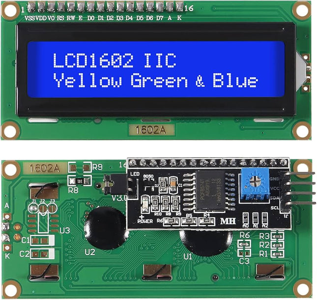 وحدة شاشة عرض حروف LCD1602 16x2 I2C/IIC مع إضاءة خلفية زرقاء #A5