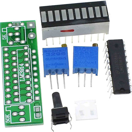 LM3914 کیتی دروستکردنی خۆت مۆدیولی نیشاندەری توانای پاتریی و ئاستی ووزە بە 10 دێمەگۆشەی LED بۆ ئۆتۆمبێل 5V-12V#101