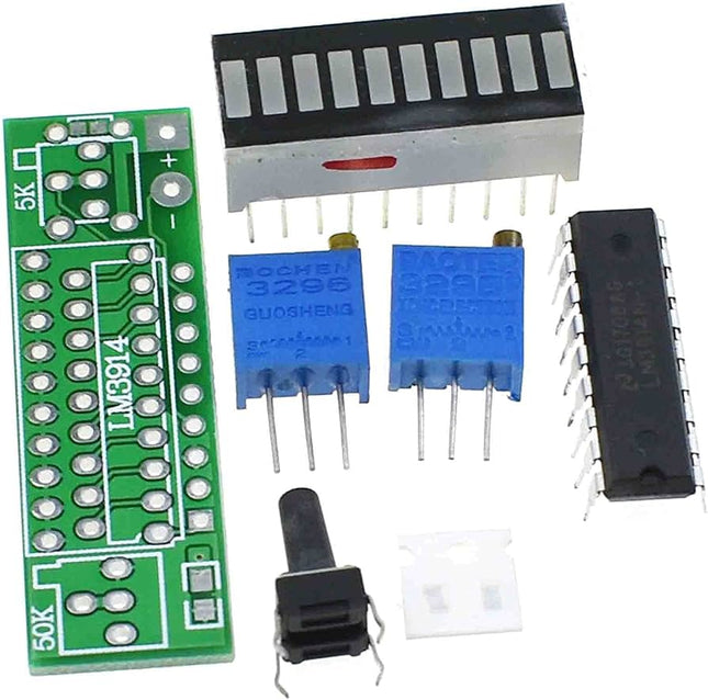 LM3914 DIY Kit 10-Segment LED Battery Capacity & Power Level Indicator Module for Cars 5V-12V#101