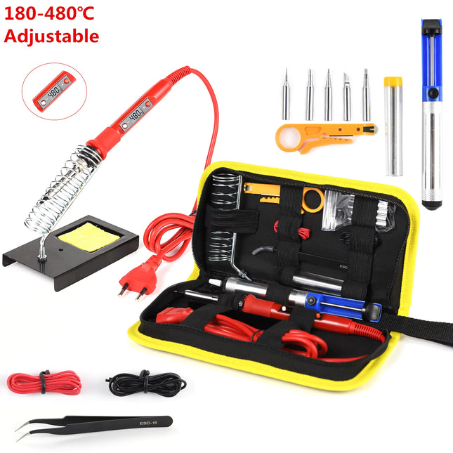مجموعة مكواة لحام TZT 80W LCD بدرجة حرارة قابلة للتعديل 220 فولت مع سخان سيراميك ومضخة إزالة اللحام #A1