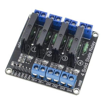 مۆدیوڵی ڕێڵەی Solid State ی 4 کەناڵی 3-24V - کۆنترۆڵی SSR ی ئاست نزم DC بۆ DC لەگەڵ فیوزی بەرگری#178