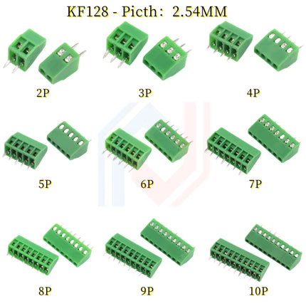کێبڵی کۆتایی KF128 بۆردی PCB 2.54ملم سەوز پێکی ڕێک #207