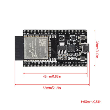 ESP32-DevKitC وادەبەیس بۆردی گەشەپێدان بۆ ESP32-WROOM-32E 4MB فلاش (ڕەش) #B2