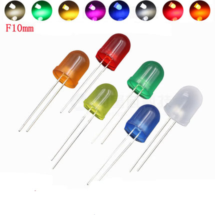 LEDی 10mm زۆر ڕووناک و کوالێتی بەرز (سوور / زەرد / سەوز / شین / سپی) - 28mm پێشەنگ #235