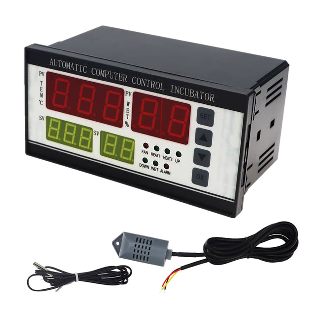 وحدة تحكم حاضنة البيض الأوتوماتيكية الكاملة XM-18 بجهد 220 فولت - نظام ترموستات ومقياس الرطوبة (لوحة دوائر مزدوجة) #C2.2