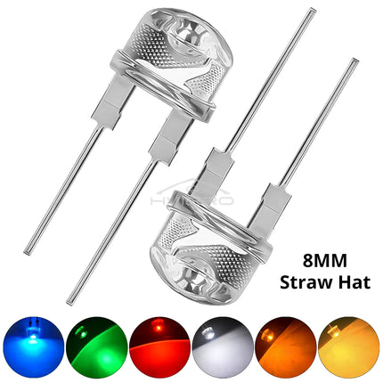 LED 8mm 0.5W Straw Hat Water Clear [Color] Light Emitting Diode (3V, 20mA) #226 (Copy)