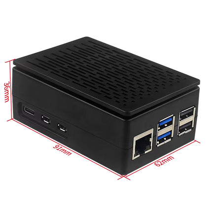 قاپێکی ڕەشی ڕەنگاوڕەنگی ABS بۆ Raspberry Pi 5، لەگەڵ ساردکەرەوەکانی PWM گونجاوە؟ شاشەی 3.5 ئینچی هەستیار بە دەستلێدان