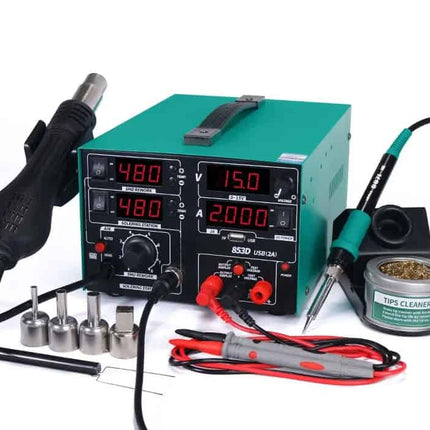 محطة لحام وإزالة لحام بالهواء الساخن مع شاشة عرض رقمية YIHUA853D USB 15V 1A قابس أوروبي (EU Plug)