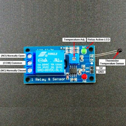 5V 1-Channel Temperature Sensor Relay Module with NTC Thermistor #A6