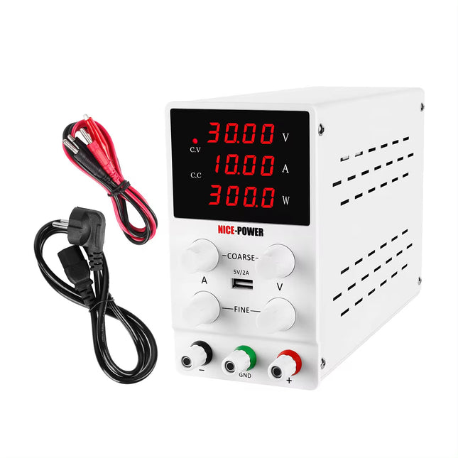 White SPS3010 30V10A مصدر طاقة منظم قابل للتعديل DC بأنبوب رقمي عمودي مع كابل
؟قابس الاتحاد الأوروبي 220 فولت؟