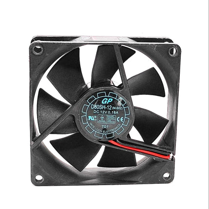 D80SH-12 12V 0.18A هەواداری ساردکەرەوەی تەوەرەیی DC لەگەڵ وایەری کارەبای 20سم (80x80مم)#94