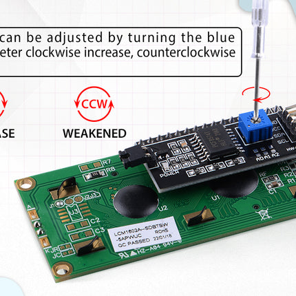 وحدة شاشة عرض حروف LCD1602 16x2 I2C/IIC مع إضاءة خلفية زرقاء #A5