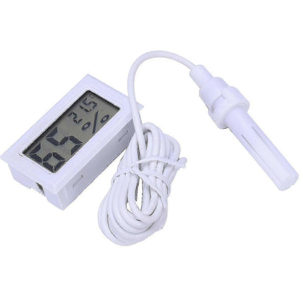 FY-12 تێرمۆمیتەر و هایگرۆمیتەری بچووکی دیجیتاڵی LCD – مۆنیتەری پلەی گەرمی و شێداری ساردکەرەوە/بەفرگر (هەستەوەری 1.5 مەتر، پاتری لەگەڵدایە) #203