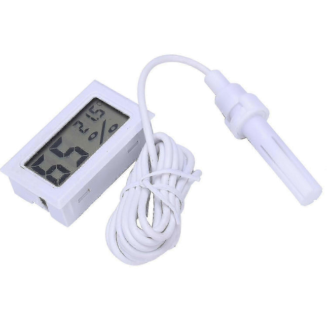 مقياس حرارة ورطوبة رقمي صغير بشاشة LCD طراز FY-12 - جهاز مراقبة درجة الحرارة والرطوبة للثلاجة/الفريزر (مسبار 1.5 متر، البطارية متضمنة) #203