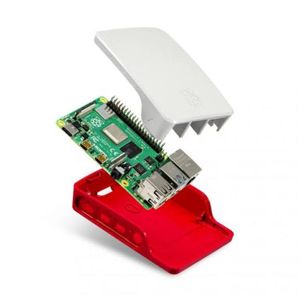 صندوق الحماية من نوع ABS باللونين الأحمر والأبيض الرسمي من Raspberry Pi 4 Model B - غطاء واقٍ#C6.1