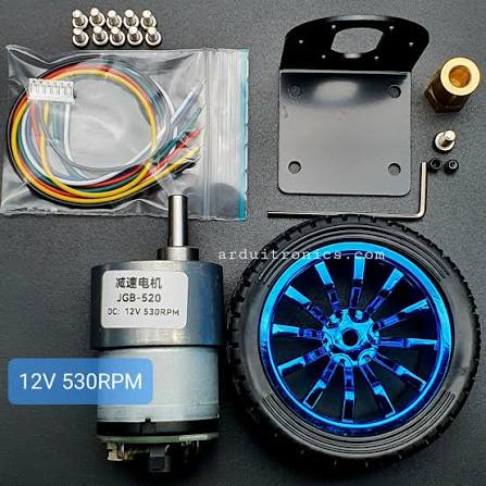 JGB37-520 12V DC Encoder Gear Motor Kit 333RPM with Bracket & 6mm Coupling #D4