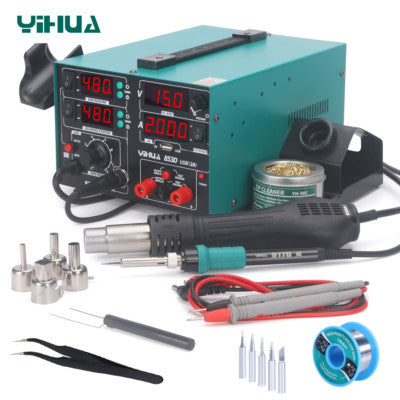 محطة لحام وإزالة لحام بالهواء الساخن مع شاشة عرض رقمية YIHUA853D USB 15V 1A قابس أوروبي (EU Plug)
